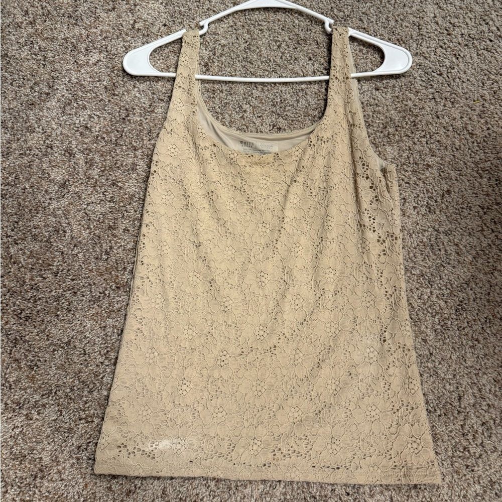 White House Black Market Lace Beige Tank Top size small